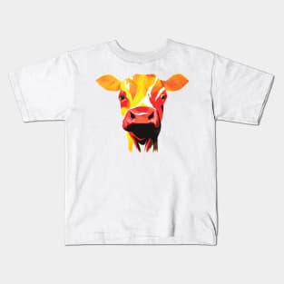 Colourful Cow on Yellow Kids T-Shirt